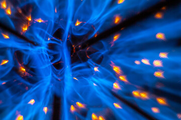 Abstract light motion with blue and orange energy waves