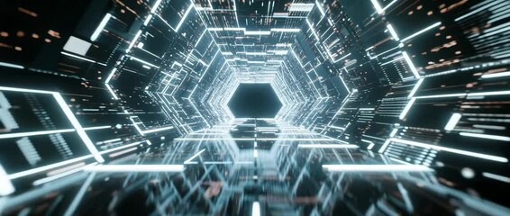 Abstract blue technology background with fiber optics light spots, a futuristic digital network design concept - Powered by Adobe