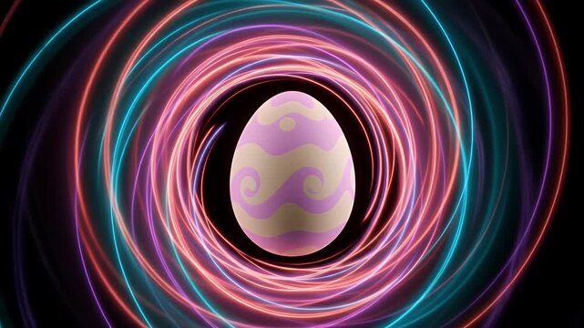 Abstract Easter Egg Background With Swirling Lights