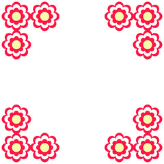 Red flower-decorated photo frame, romantic style.