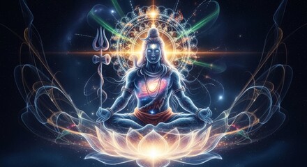 Lord Shiva Abstract Art Divine Meditation Cosmic Energy