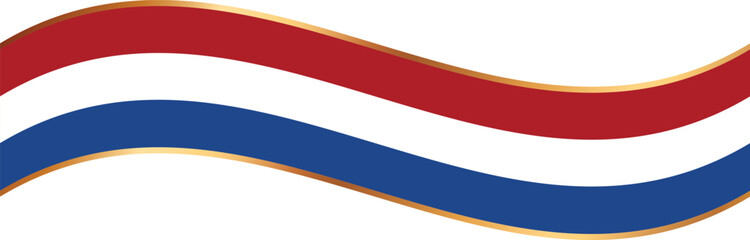 Fototapeta premium banner with flag of Netherlands, flag banner with gold frame
