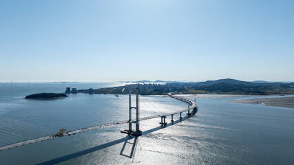 Aerial view Cheongna Haneul Bridge Construction
