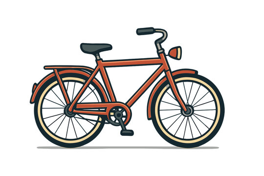 Fototapeta Classic red city bicycle with luggage rack and headlight on white background