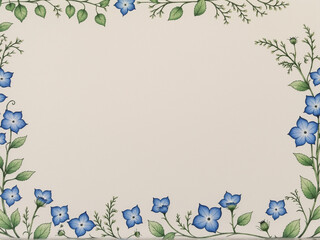 Hand Inked Illustration of Germander Speedwell Flowers