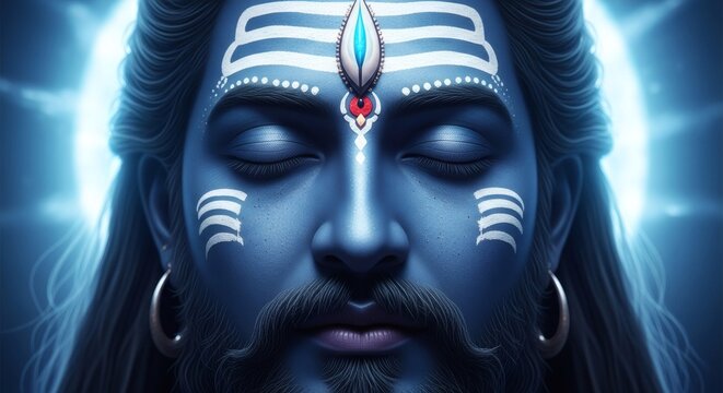 Shiva Meditation Serene Blue Deity Indian God Spiritual Practice