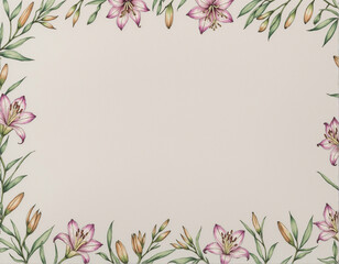 Elegant Peruvian Lily Floral Border