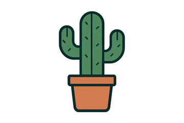 Stylized Saguaro cactus in a terracotta pot for desert nature and home decor