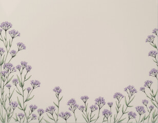 Hand Inked Sea Lavender Border Illustration