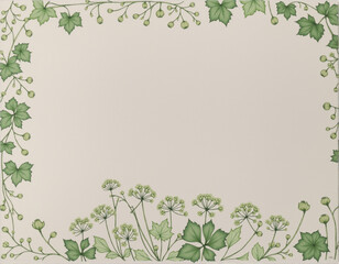 Hand Inked Lady's Mantle Flower Border