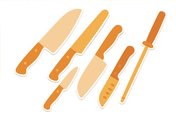 Essential set of professional kitchen knives, including chef's knife, bread knife, and honing steel
