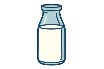 Stylized glass bottle containing fresh dairy milk or non-dairy plant-based beverage