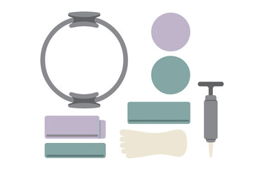 Pilates yoga fitness equipment set with resistance ring and stretching aids