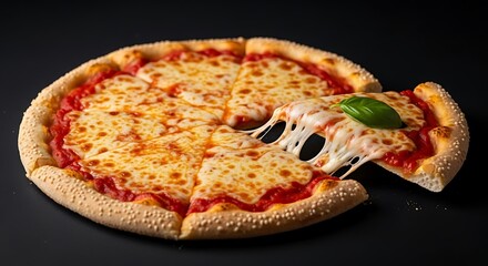 Delicious Margherita Pizza with Fresh Basil and Melted Cheese.