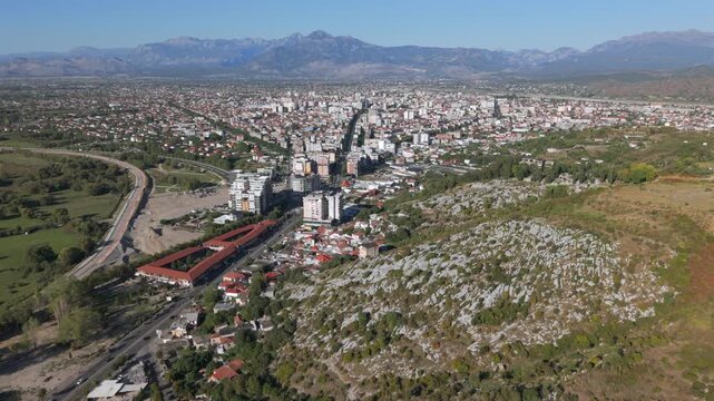Albanian Shkoder landscape with historical castle background during tourist autumn season