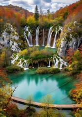 Plitvice Lakes National Park - A Croatian Autumnal Paradise of Waterfalls and Turquoise Waters.