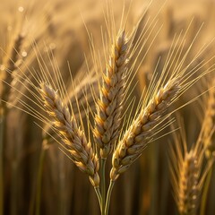 Golden Wheat Stalks in Sunlight - A Harvest of Grain.