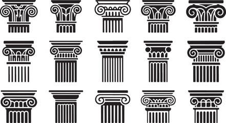 Ancient Greek Ionic Corinthian Column Capitals Architectural Elements classical