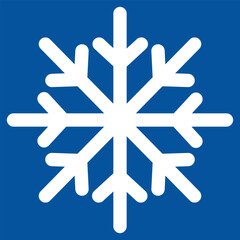 White snowflake icon centered on a solid blue background, simple and bold winter or cold weather symbol, ideal for icons, signage, web, apps, climate graphics, and seasonal decor, high resolution.