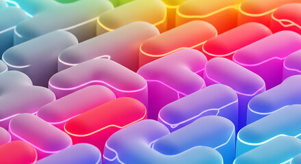 Abstract Rainbow Gradient 3D Shape Background, Colorful Digital Design