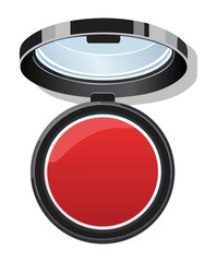 Vibrant Red Blush Compact Open to Show the Intense Pigment for Dramatic Cheek Color and Definition