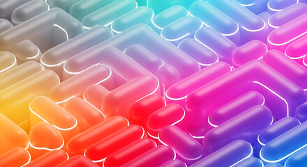 Abstract 3D Rounded Arrows Geometric Colorful Gradient Background Design