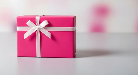 Pink Gift Box with White Ribbon - A Symbol of Celebration.