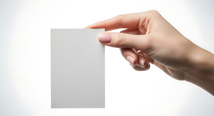 Isolated Hand Holding Business Card Close Up Studio