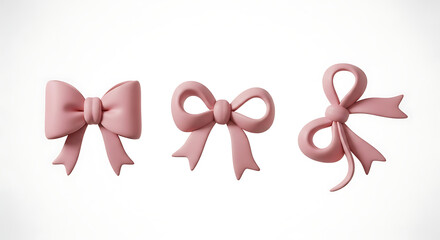 Pastel Pink Bows Ribbon Collection Simple Design Gift Decoration Ornaments