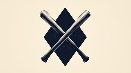 Fototapeta premium Baseball bats crossed, graphic design, minimalist, background