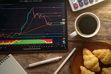 business graph on a laptop