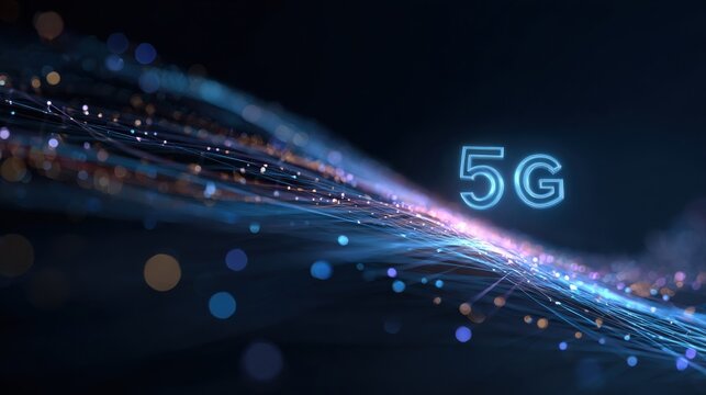 5G or 6G dot line mobile technology. Wireless data network and connection technology concept. high-speed, futuristic background. vector design. - Powered by Adobe
