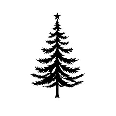 a silhouette of a christmas tree on a white background