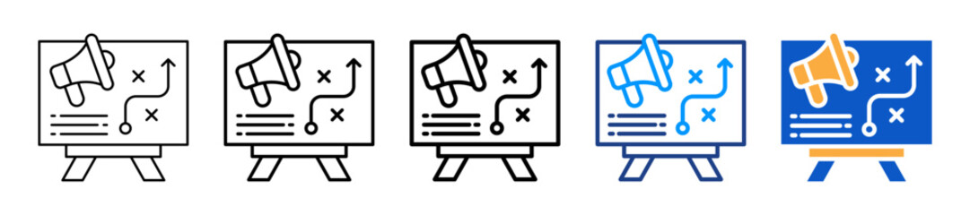 Marketing Strategies Different Style Icons Set Vector Illustration.