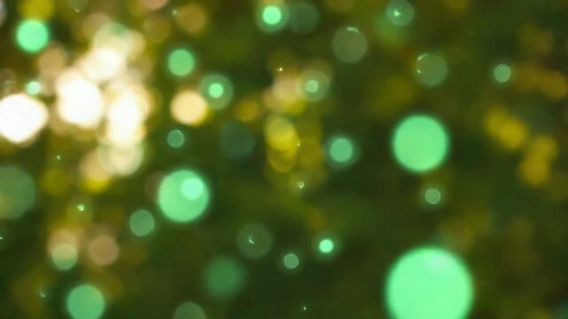Abstract Bokeh Lights Background with Green and Yellow Hues for Creative Projects.