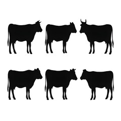 Cow set silhouette vector style