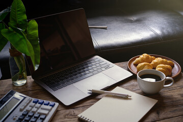 cup of coffee and laptop