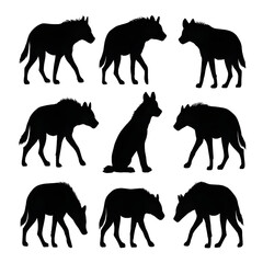 Hyena set silhouette vector style