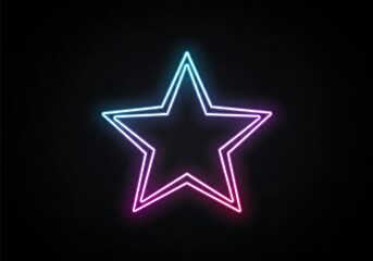 A neon star glowing on black background
