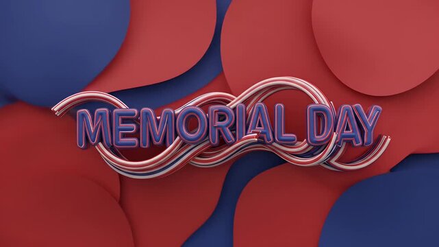 Abstract Memorial Day 3D Red Blue Background Illustration