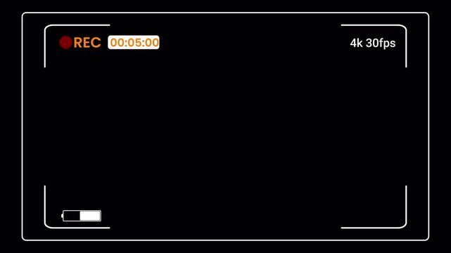 4K Camera Recording Screen Overlay with REC Indicator and Timecode Motion Graphic