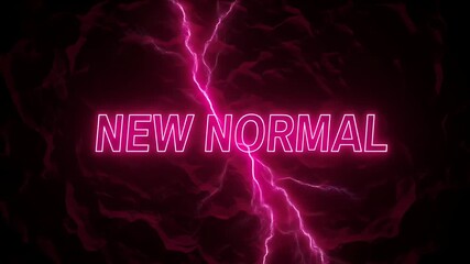 Abstract Neon "New Normal" Text Background With Pink Lightning Strikes