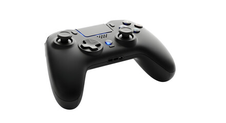 Wireless black game controller with buttons and joysticks, isolated on transparent background, ideal for gaming on various platforms