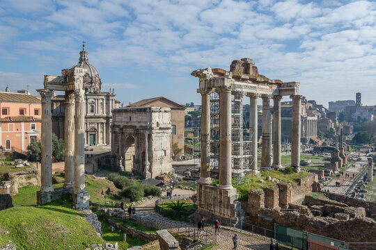 Roman Forum in Rome, Italy – Ancient Ruins and Classical Architecture in Historic City Center