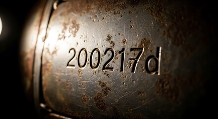 Engraved Metal Plate with 200217d Serial Number Detail.