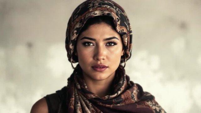 Empowering Portrait - A Womans Strength and Resilience in Traditional Attire.