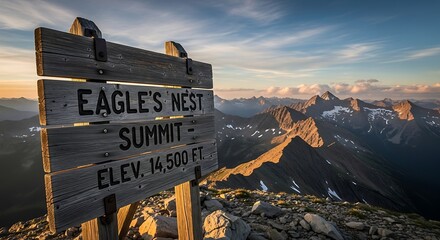 Eagles Nest Summit Sign at 14500 ft Elevation.