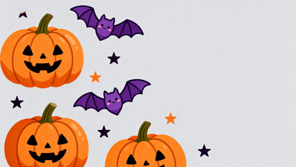 Halloween themed pumpkins and bats
