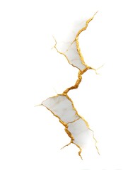 Kintsugi Stone: A close-up showcases a minimalist kintsugi design, where shattered stone are elegantly rejoined with gold, a symbol of embracing imperfection.