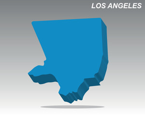 3D extruded vector map of the vast Los Angeles County area, ideal for infographics, data visualization, or travel designs across the United States